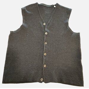 Men’s Wool Cardigan Sweater Vest Pearl Buttons Made in Israel Medium